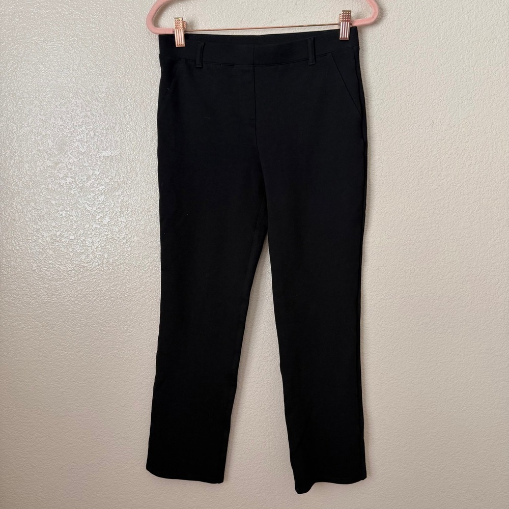 Quince Pants Womens Small Petite Black Ultra Stretch Ponte Straight Leg Preppy - Picture 3 of 10